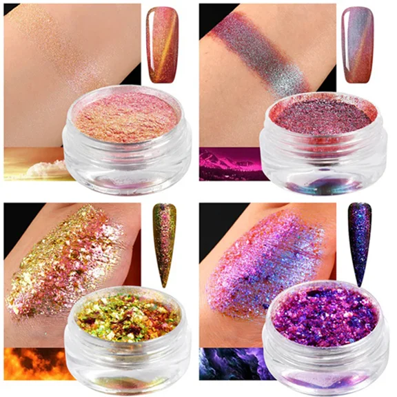 Delanci Chameleon Eyeshadow Flakes Powder Liquid Set - Image 3
