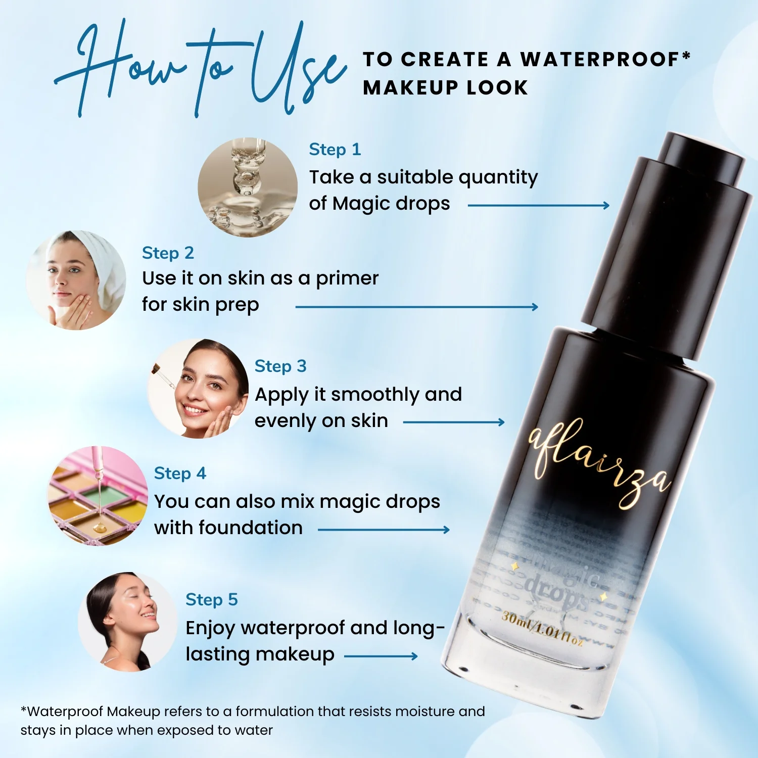 Magic Drops | Waterproof & Sweat-Resistant Makeup Serum | Feather-Light, Long-Lasting Formula with Hydro-Shield Technology | Locks Makeup, Nourishes Skin | For All Skin Types 50ML - Image 2