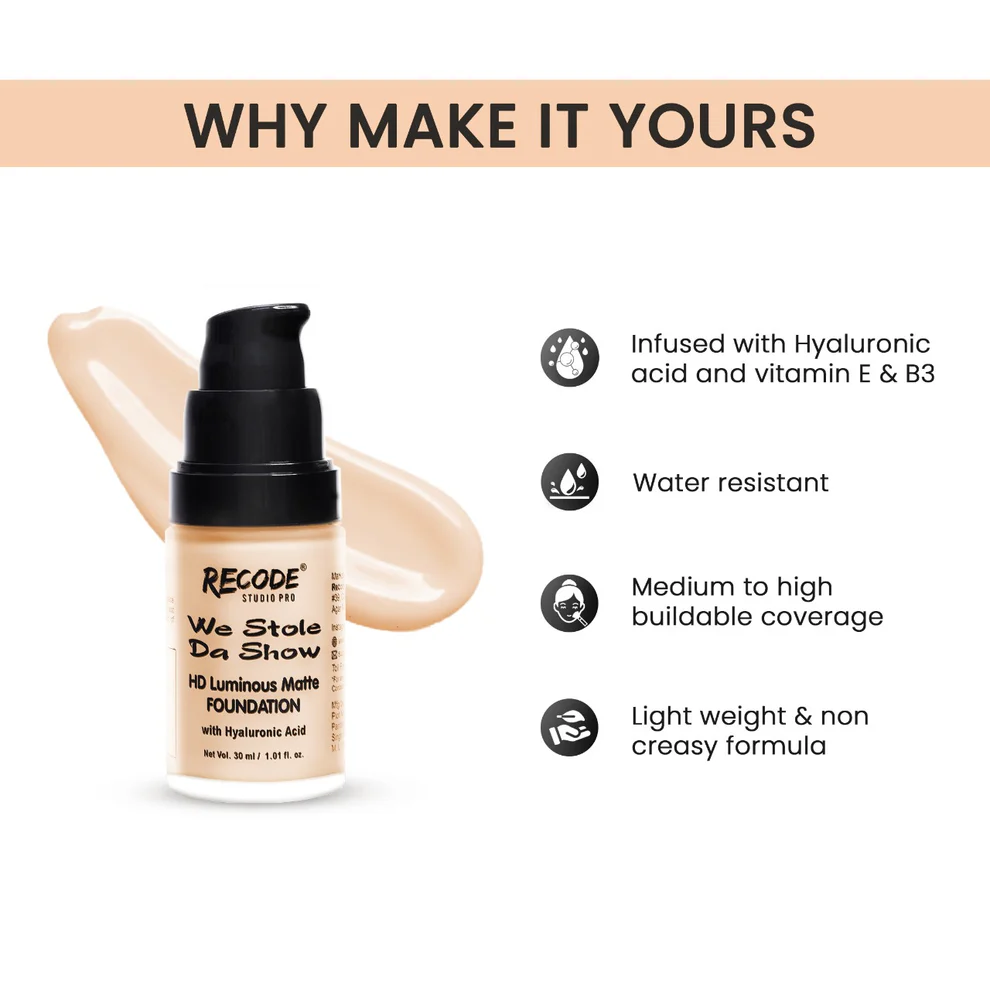 1.01 HD Luminous Matte Foundation 30 ML 1.01 Alhind - Image 5