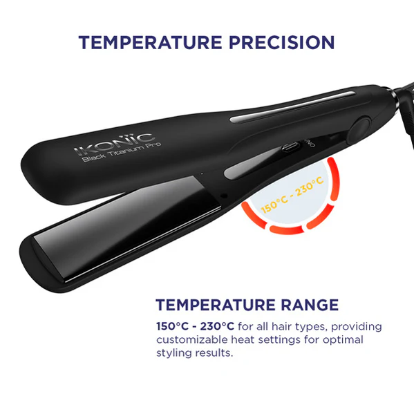 Ikonic Professional Black Titanium Pro Hair Straightener - Image 3