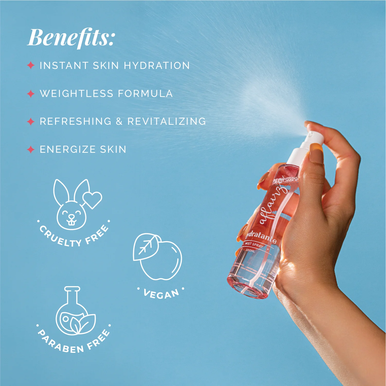 Hydratante Hydrating Mist Spray | Instant Skin Hydration & Refreshment | Lightweight, Non-Greasy Formula with Coconut Extract | Soothes & Protects | For All Skin Types 100ml - Image 3