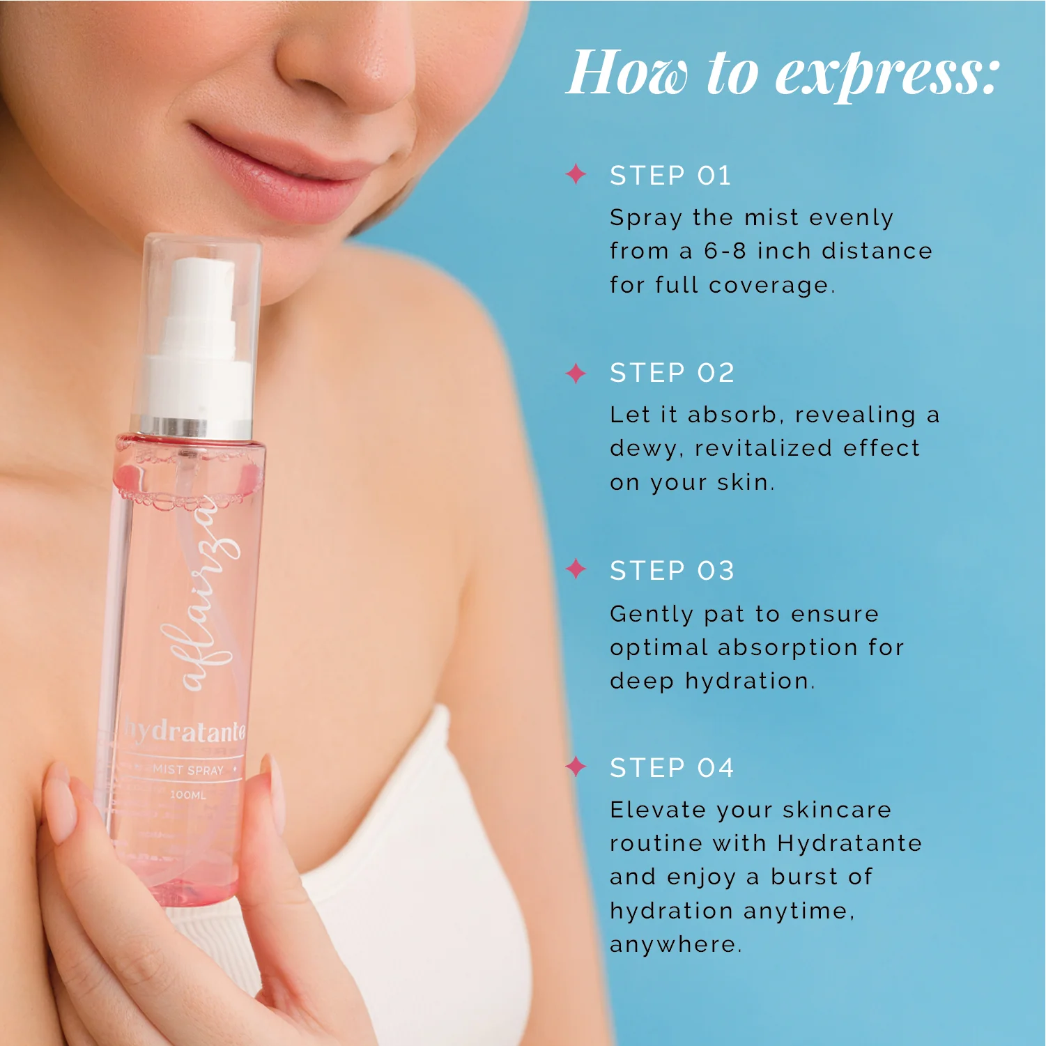 Hydratante Hydrating Mist Spray | Instant Skin Hydration & Refreshment | Lightweight, Non-Greasy Formula with Coconut Extract | Soothes & Protects | For All Skin Types 100ml - Image 4