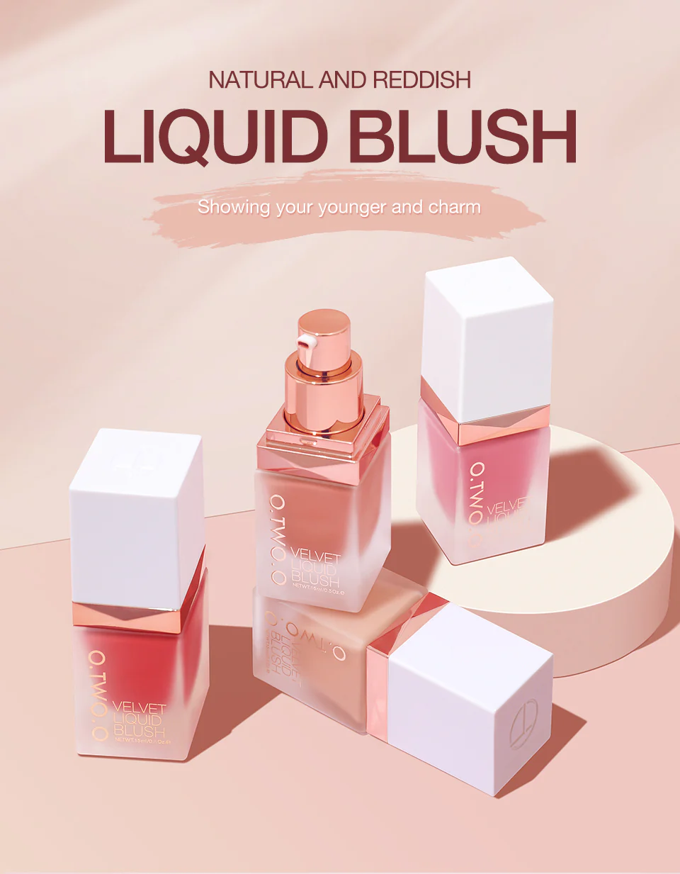 O.TWO.O NEW ARRIVAL 4 COLORS LIQUID BLUSHER SADE NO.01 - Image 2