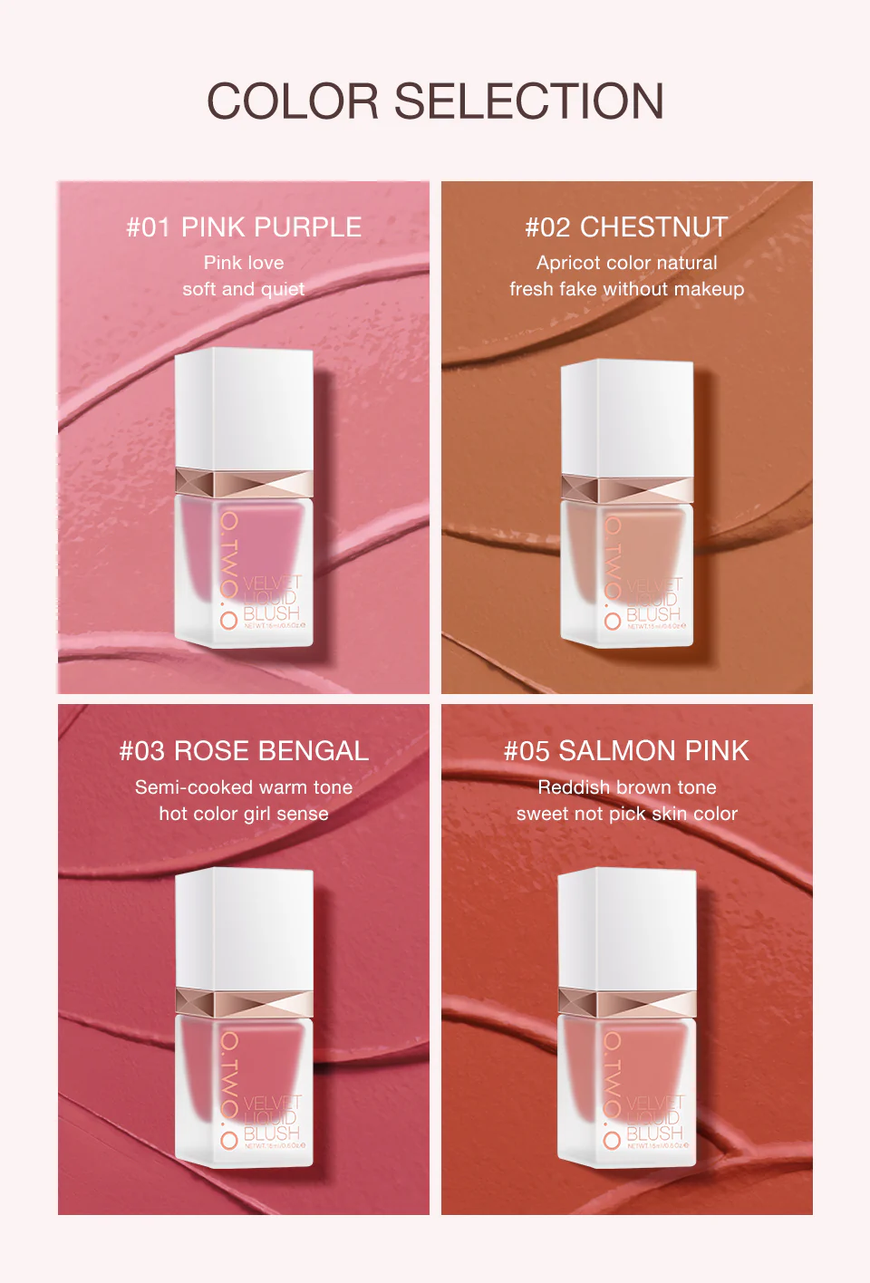 O.TWO.O NEW ARRIVAL 4 COLORS LIQUID BLUSHER SADE NO.01 - Image 4