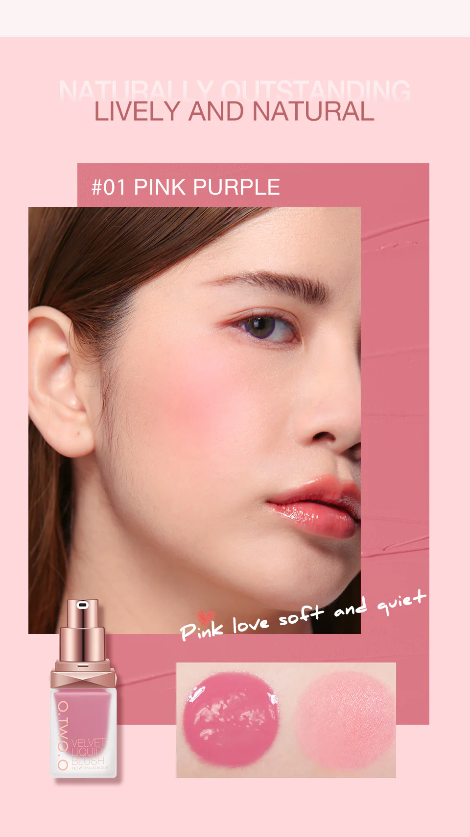 O.TWO.O NEW ARRIVAL 4 COLORS LIQUID BLUSHER SADE NO.01 - Image 5