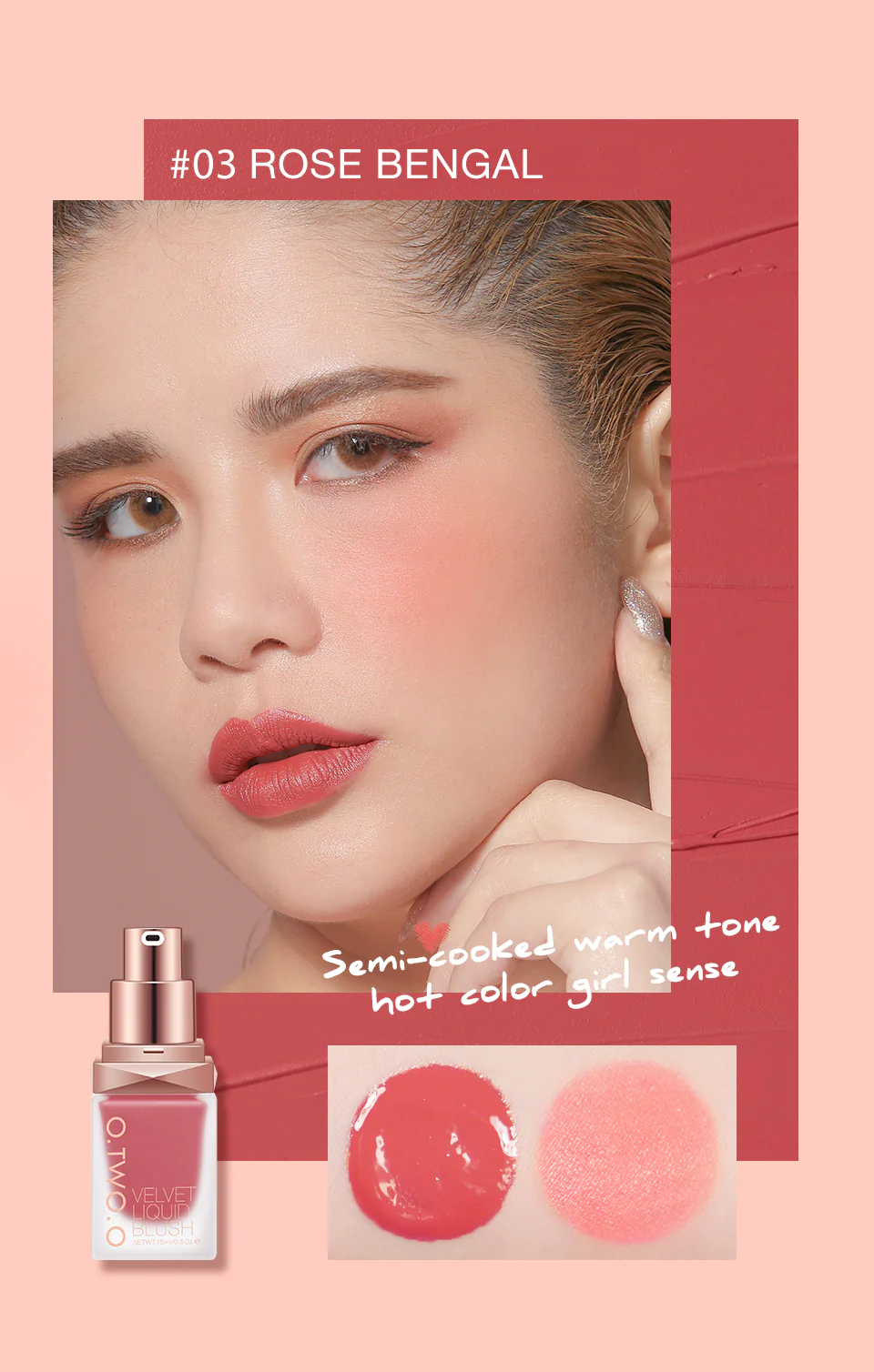 O.TWO.O NEW ARRIVAL 4 COLORS LIQUID BLUSHER SADE NO.03 - Image 5