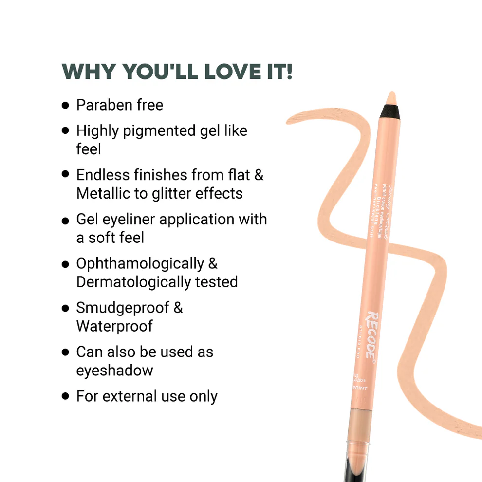 Recode Turning Heads Nude Crayon Gel Eyeliner Cum Kajal Pencil 1.20 G - Image 3
