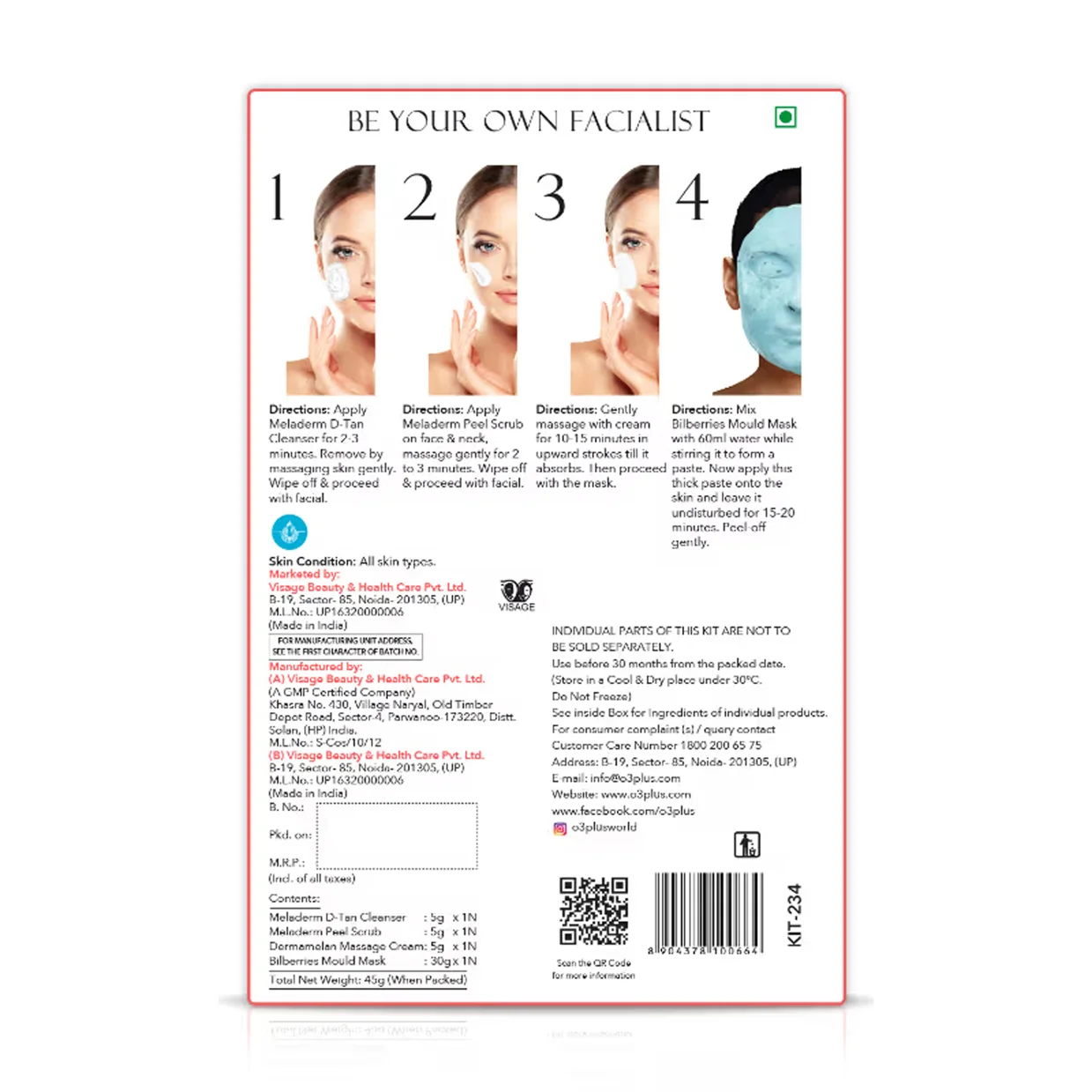 O3+ D-Tan Facial Kit With Peel Off Mask 45G - Image 3