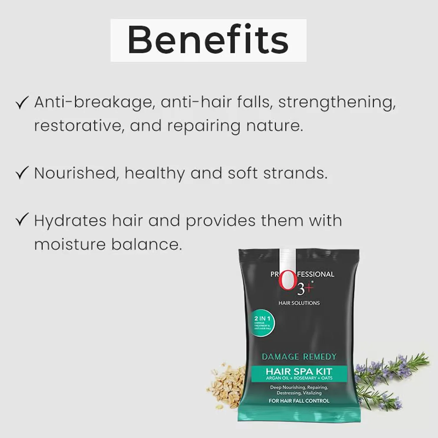 O3+ Damage Remedy Hair Spa Kit With Argan Oil Mask For Hair Fall Control(30G+30Ml) - Image 2