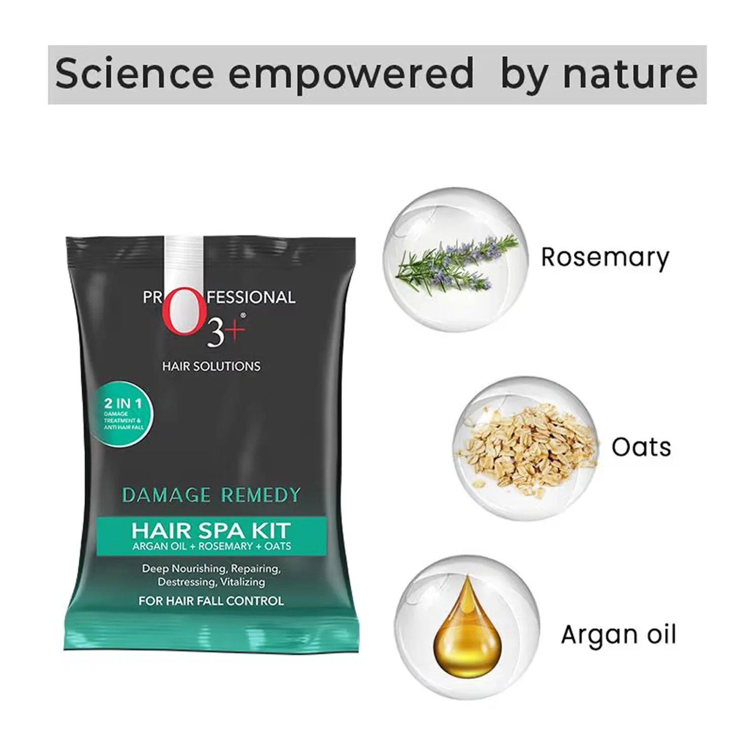 O3+ Damage Remedy Hair Spa Kit With Argan Oil Mask For Hair Fall Control(30G+30Ml) - Image 3