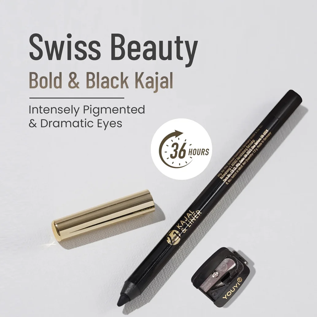 Swiss Beauty 2 In 1 Bold & Black Kajal Liner 1.2g - Image 2