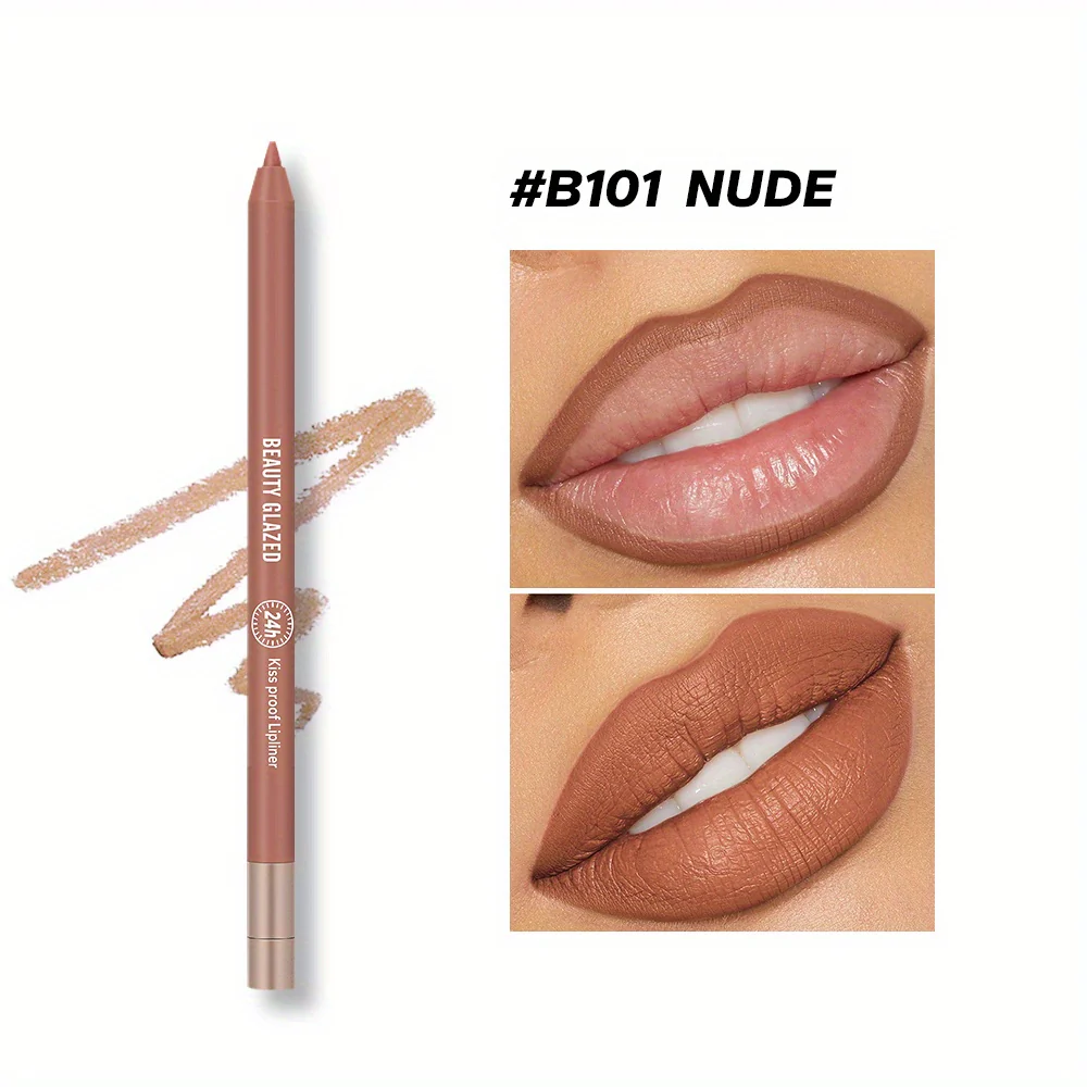BEAUTY GLAZED 10 Colors Lip Liner Waterproof Matte Lip Pencil Color - B101 Nude