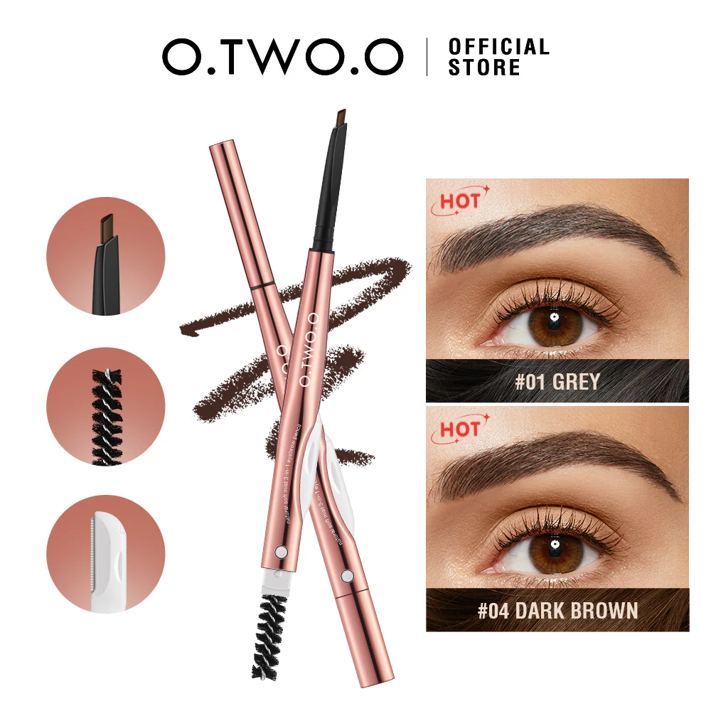 O.TWO.O 3 IN 1 Eyebrow Pen with Eyebrow scraper, brush, eyebrow pencil Color - 04 - Image 2