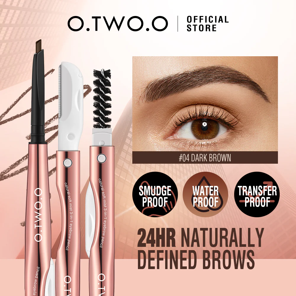 O.TWO.O 3 IN 1 Eyebrow Pen with Eyebrow scraper, brush, eyebrow pencil Color - 04 - Image 3