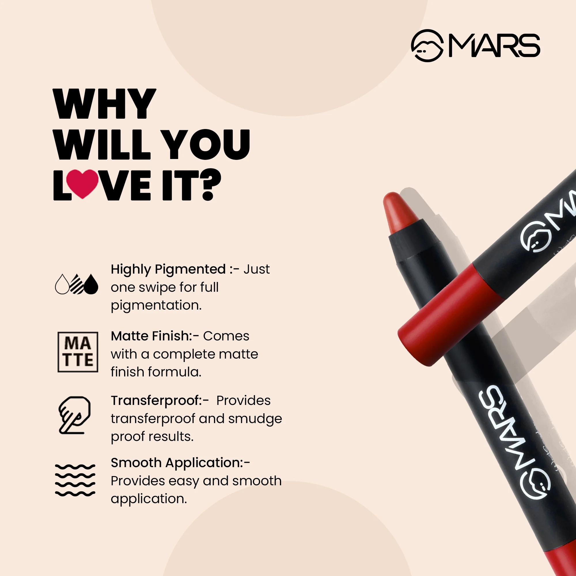 Matte Lip Crayon | Won't Smudge Won't Budge Color: I am confident - Image 4