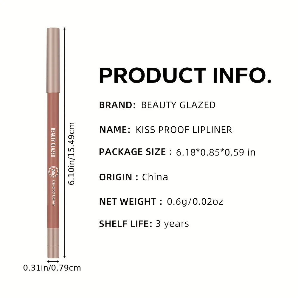 BEAUTY GLAZED 10 Colors Lip Liner Waterproof Matte Lip Pencil Color – B107 Dark Brown - Image 2