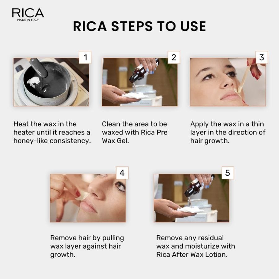 Rica Black Brazilian Stripless Painless Hair Removal Wax For Men & Women| Quick & Easy Tan Removal Waxing For Face, Armpit & Bikini Areas| 800 gm, Pack of 1 - Image 6
