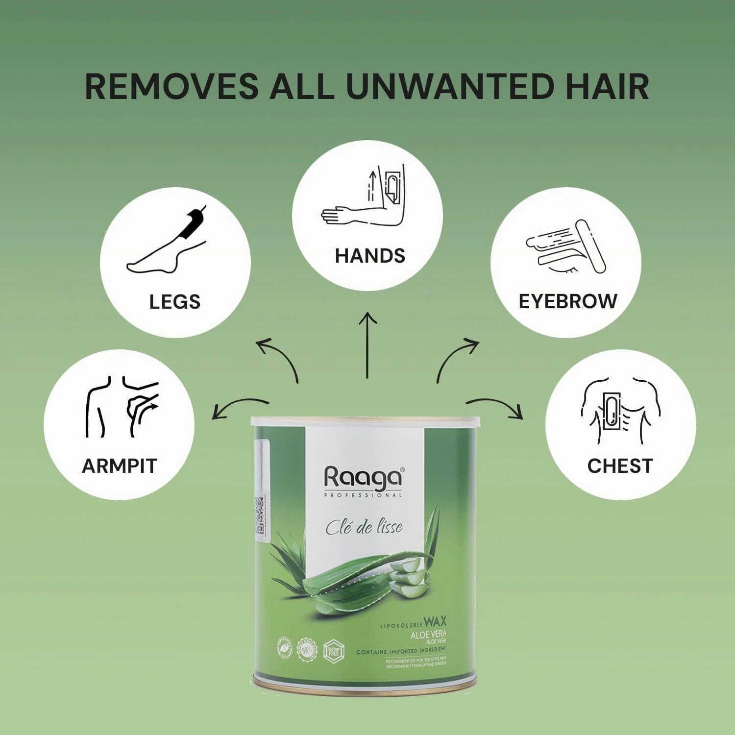 Raaga Professional Aloe Vera Liposoluble Body Wax | Dermatologically Tested, Colophony Free | For Sensitive Skin (800 ml) - Image 4