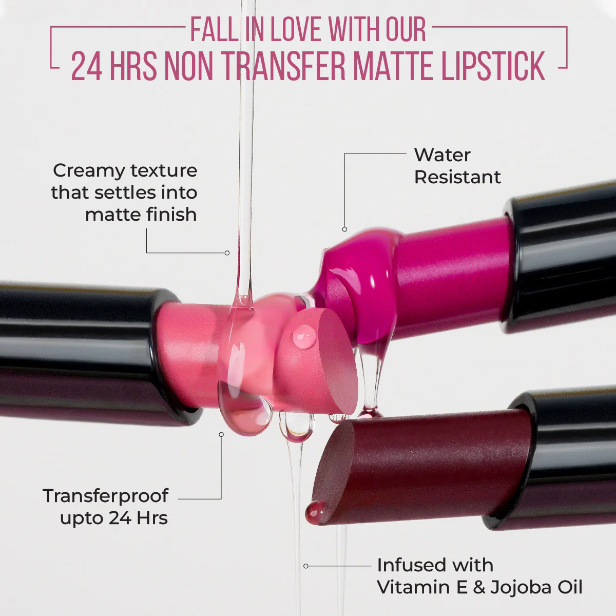 24 Hrs Non Transfer Matte Lipstick Shade: I'm boss - Image 2