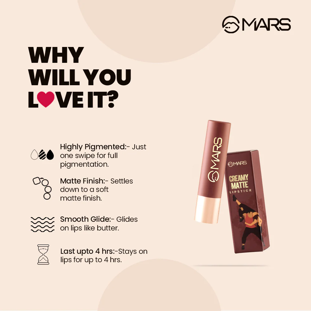 Mars Creamy Matte Lipstick Color: 13 love lavani - Image 5