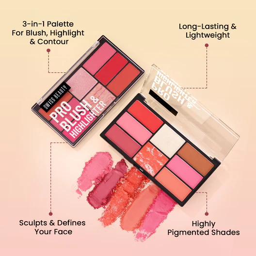 Pro Blush & Highlighter Palette - Multi-Color-04 - Image 4