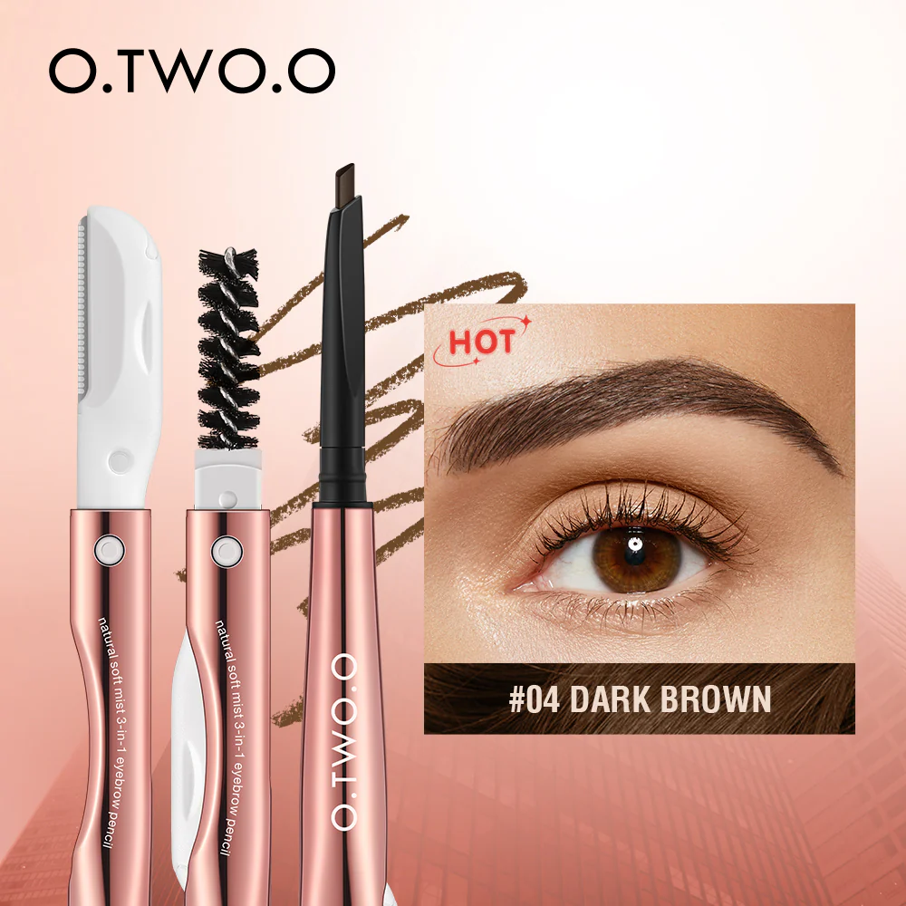 O.TWO.O 3 IN 1 Eyebrow Pen with Eyebrow scraper, brush, eyebrow pencil Color - 04