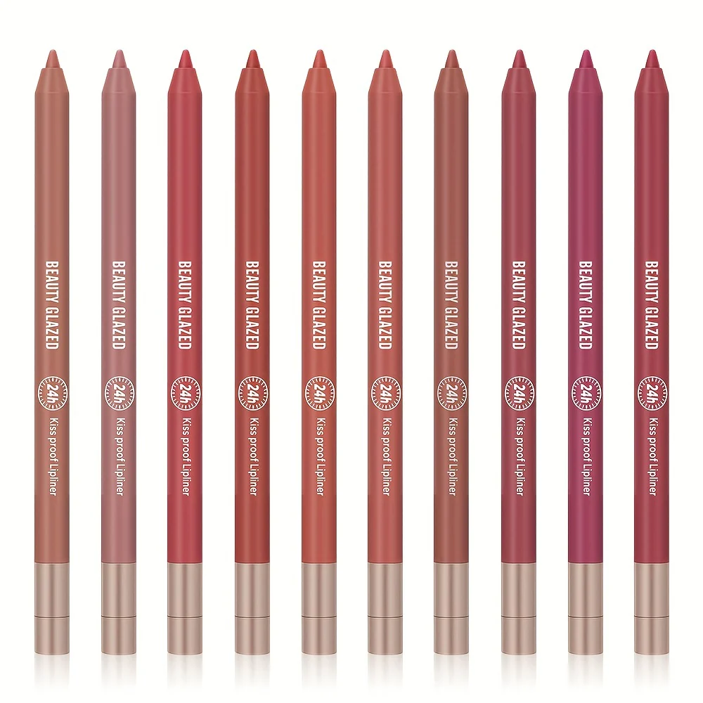 BEAUTY GLAZED 10 Colors Lip Liner Waterproof Matte Lip Pencil Color - B101 Nude - Image 3