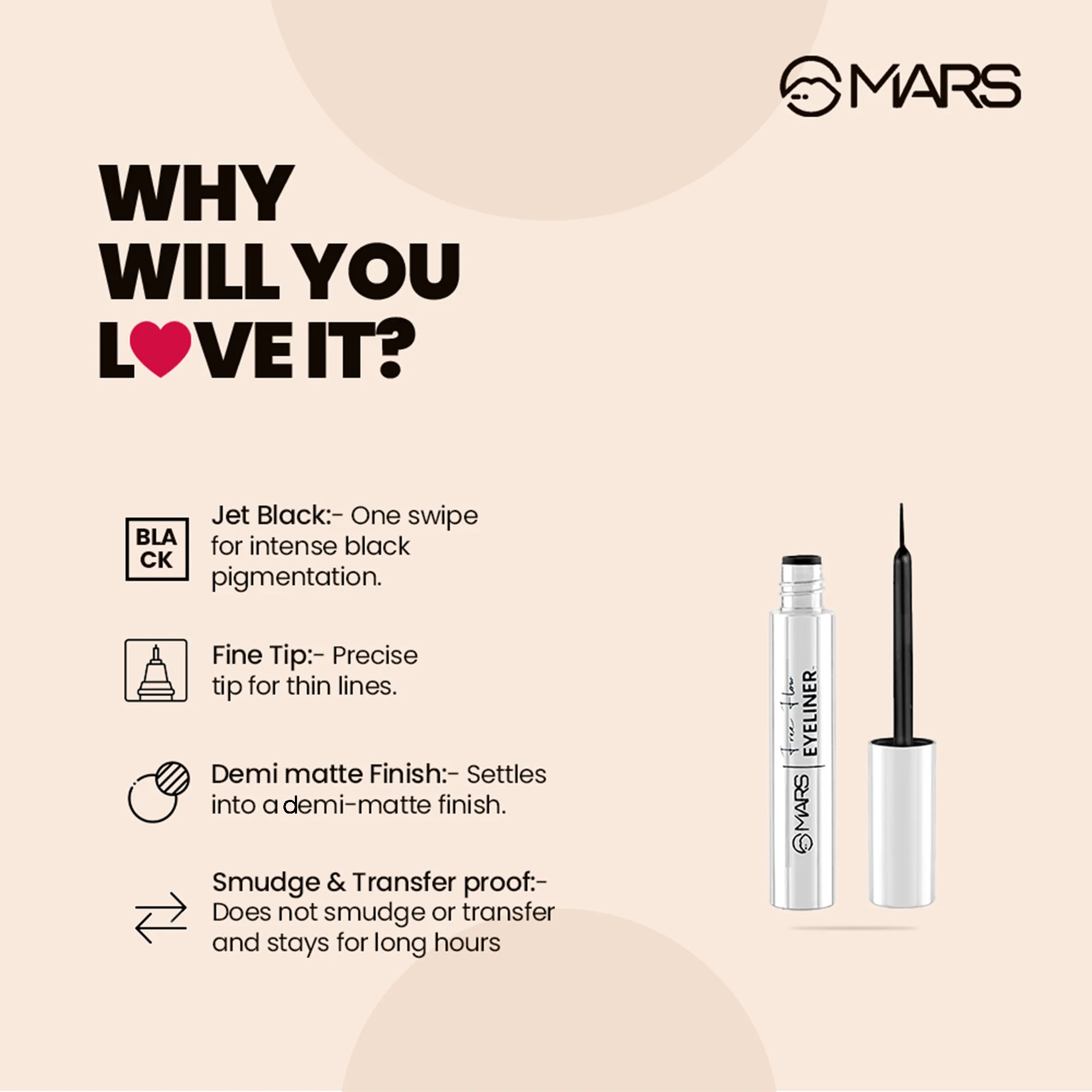 Mars Black Liquid Eyeliner | Free Flow Eyeliner - Image 3