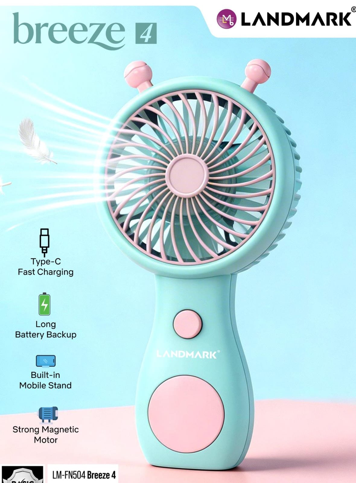 Landmark Portable Fan Rechargeable Fan,USB Charging Hand Fan | Travel, Makeup, Kitchen,Women’s