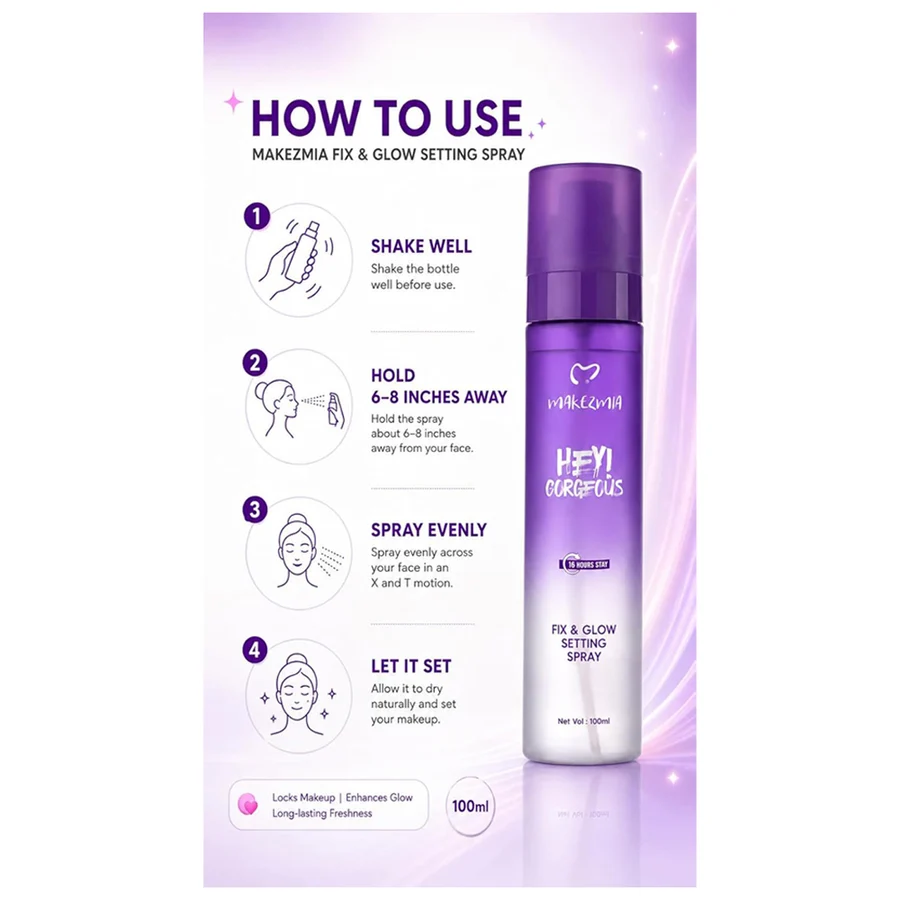 Makezmia Hey Gorgeous Fix & Glow Setting Spray 100ml - Image 4